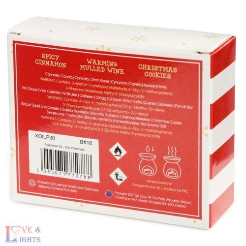 Parfümolaj Szett, 3 db-os, Karácsonyi - Fahéj, Forralt Bor, Karácsonyi Keksz - 3x10ml