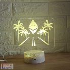 Kripto témájú 3D lámpa -  Ethereum pálmafákkal