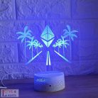 Kripto témájú 3D lámpa -  Ethereum pálmafákkal