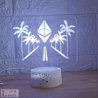 Kripto témájú 3D lámpa -  Ethereum pálmafákkal