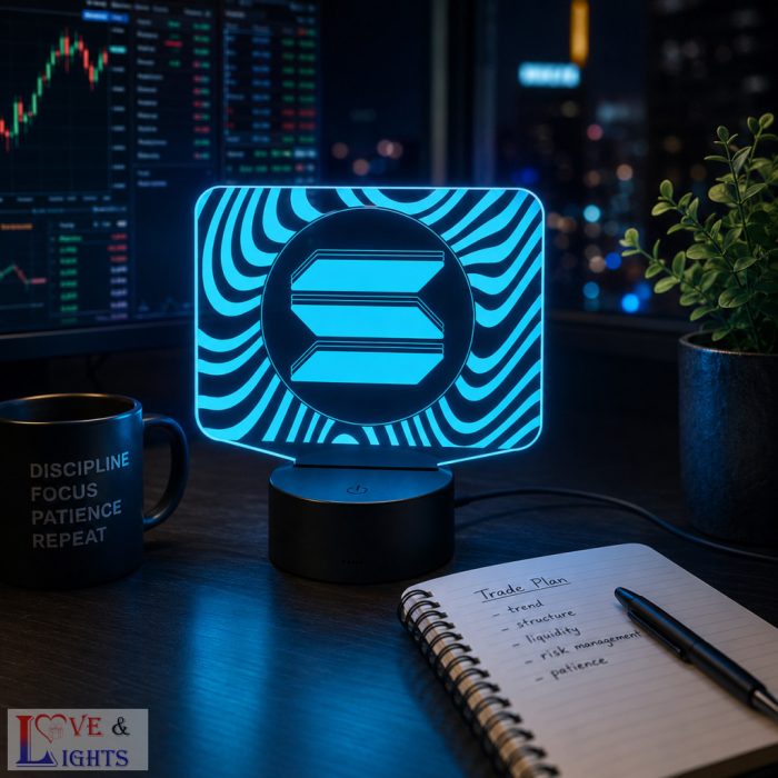 Kripto témájú 3D lámpa - Solana 2