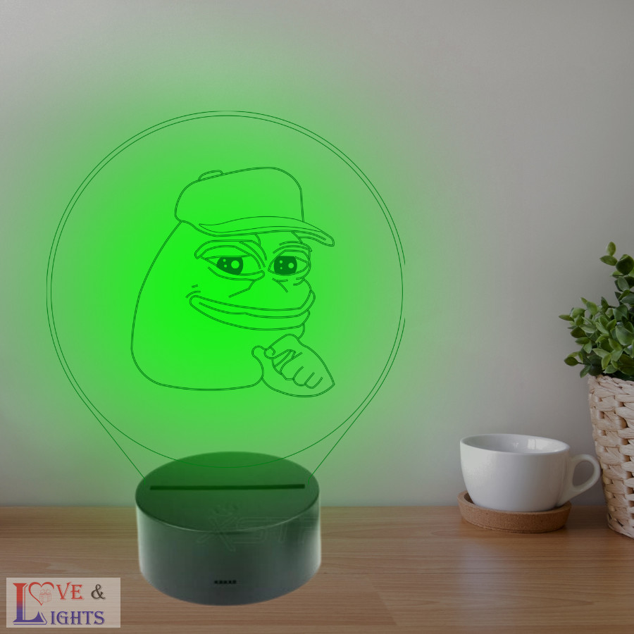 Egyedi Crypto 3D lámpa - pepe