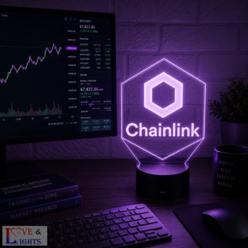 Kripto témájú 3D lámpa - Chainlink