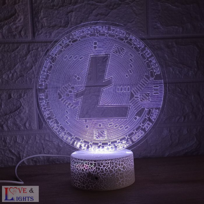 Egyedi Crypto 3D lámpa - litecoin mintával
