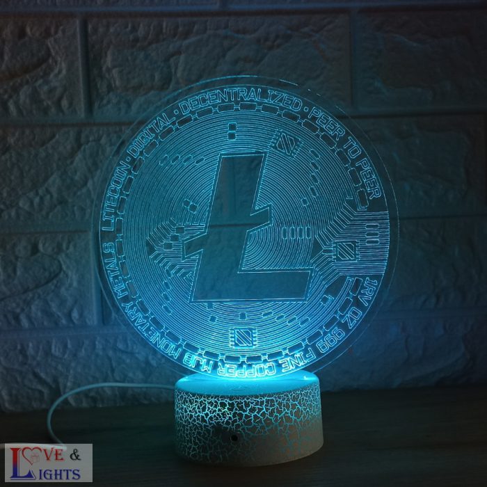 Egyedi Crypto 3D lámpa - litecoin