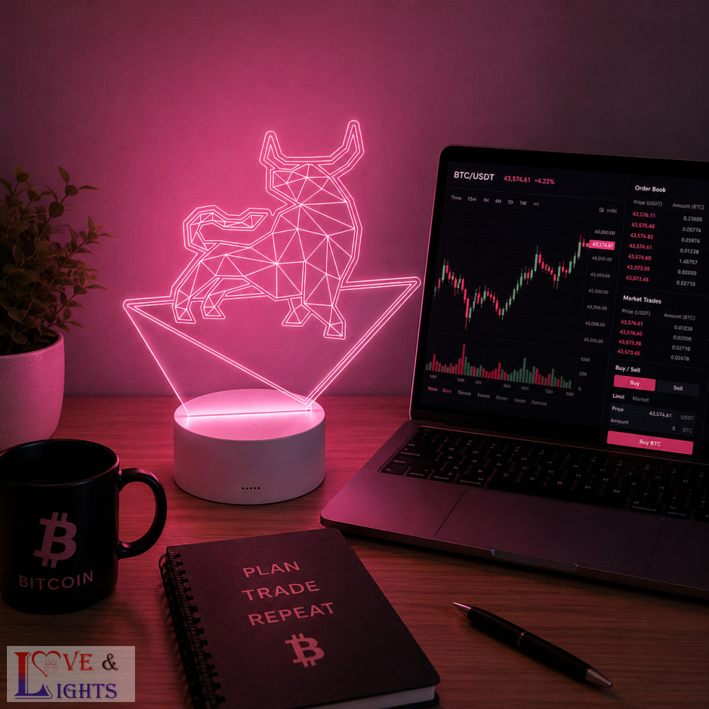 Egyedi Crypto bull 3D lámpa