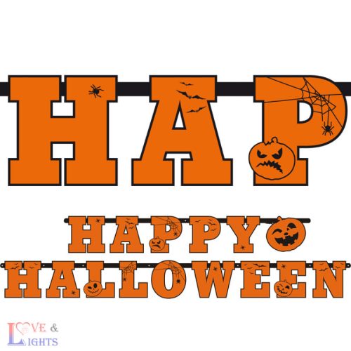 Happy Halloween feliratos narancs - fekete füzér