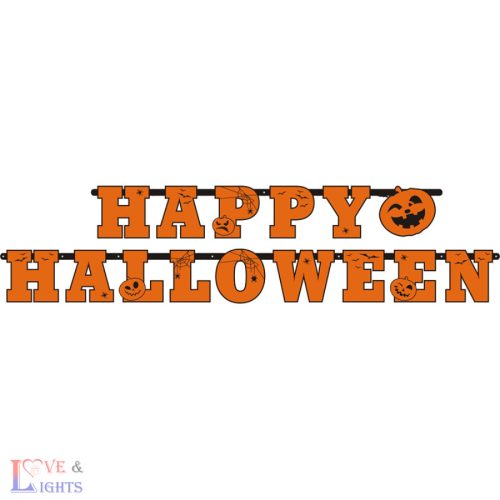 Happy Halloween feliratos narancs - fekete füzér