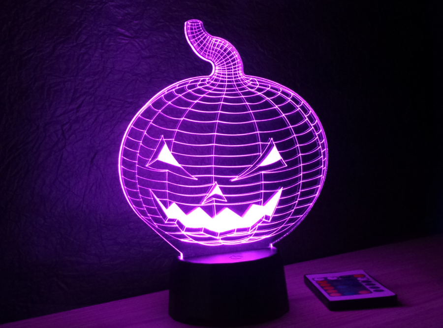 Halloweeni tök mintás 3d illúzió lámpa egyedi dekoráció love and lights
